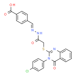 ChemSpider 2D Image | 4-{(E)-[({[3-(4-Chlorophenyl)-4-oxo-3,4-dihydro-2-quinazolinyl]sulfanyl}acetyl)hydrazono]methyl}benzoic acid | C24H17ClN4O4S