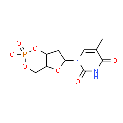 ChemSpider 2D Image | 1-(2-Hydroxy-2-oxidotetrahydro-4H-furo[3,2-d][1,3,2]dioxaphosphinin-6-yl)-5-methyl-2,4(1H,3H)-pyrimidinedione | C10H13N2O7P