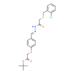 ChemSpider 2D Image | 2-Methyl-2-propanyl {4-[(E)-({[(2-chlorobenzyl)sulfanyl]acetyl}hydrazono)methyl]phenoxy}acetate | C22H25ClN2O4S