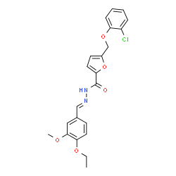 ChemSpider 2D Image | 5-[(2-Chlorophenoxy)methyl]-N'-[(E)-(4-ethoxy-3-methoxyphenyl)methylene]-2-furohydrazide | C22H21ClN2O5