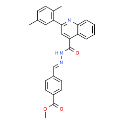ChemSpider 2D Image | Methyl 4-[(E)-({[2-(2,5-dimethylphenyl)-4-quinolinyl]carbonyl}hydrazono)methyl]benzoate | C27H23N3O3