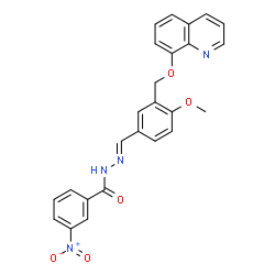 ChemSpider 2D Image | N'-[(E)-{4-Methoxy-3-[(8-quinolinyloxy)methyl]phenyl}methylene]-3-nitrobenzohydrazide | C25H20N4O5