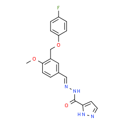 ChemSpider 2D Image | N'-[(E)-{3-[(4-Fluorophenoxy)methyl]-4-methoxyphenyl}methylene]-1H-pyrazole-3-carbohydrazide | C19H17FN4O3