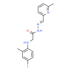 ChemSpider 2D Image | 2-[(4-Iodo-2-methylphenyl)amino]-N'-[(E)-(6-methyl-2-pyridinyl)methylene]acetohydrazide | C16H17IN4O