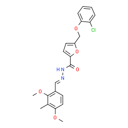 ChemSpider 2D Image | 5-[(2-Chlorophenoxy)methyl]-N'-[(E)-(2,4-dimethoxy-3-methylphenyl)methylene]-2-furohydrazide | C22H21ClN2O5