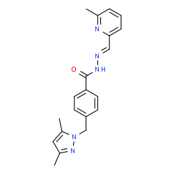 ChemSpider 2D Image | 4-[(3,5-Dimethyl-1H-pyrazol-1-yl)methyl]-N'-[(E)-(6-methyl-2-pyridinyl)methylene]benzohydrazide | C20H21N5O