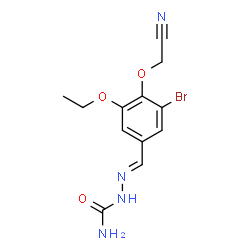 ChemSpider 2D Image | (2E)-2-[3-Bromo-4-(cyanomethoxy)-5-ethoxybenzylidene]hydrazinecarboxamide | C12H13BrN4O3