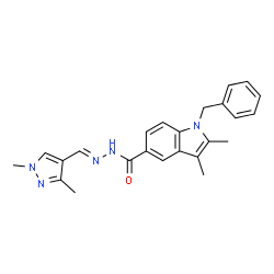 ChemSpider 2D Image | 1-Benzyl-N'-[(E)-(1,3-dimethyl-1H-pyrazol-4-yl)methylene]-2,3-dimethyl-1H-indole-5-carbohydrazide | C24H25N5O