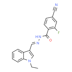 ChemSpider 2D Image | 4-Cyano-N'-[(E)-(1-ethyl-1H-indol-3-yl)methylene]-2-fluorobenzohydrazide | C19H15FN4O