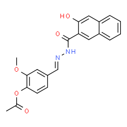 ChemSpider 2D Image | 4-{(E)-[(3-Hydroxy-2-naphthoyl)hydrazono]methyl}-2-methoxyphenyl acetate | C21H18N2O5