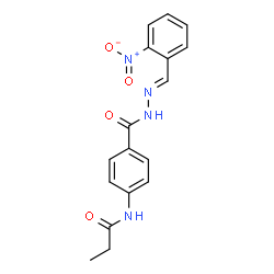 ChemSpider 2D Image | N-(4-{[(2E)-2-(2-Nitrobenzylidene)hydrazino]carbonyl}phenyl)propanamide | C17H16N4O4