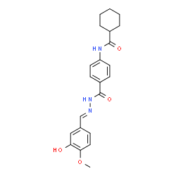 ChemSpider 2D Image | N-(4-{[(2E)-2-(3-Hydroxy-4-methoxybenzylidene)hydrazino]carbonyl}phenyl)cyclohexanecarboxamide | C22H25N3O4