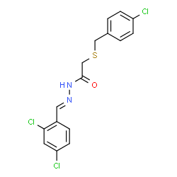 ChemSpider 2D Image | 2-[(4-Chlorobenzyl)sulfanyl]-N'-[(E)-(2,4-dichlorophenyl)methylene]acetohydrazide | C16H13Cl3N2OS