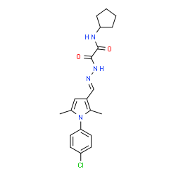 ChemSpider 2D Image | 2-[(2E)-2-{[1-(4-Chlorophenyl)-2,5-dimethyl-1H-pyrrol-3-yl]methylene}hydrazino]-N-cyclopentyl-2-oxoacetamide | C20H23ClN4O2