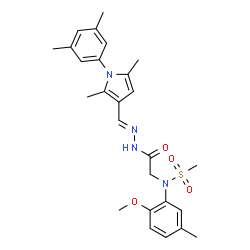 ChemSpider 2D Image | N-{2-[(2E)-2-{[1-(3,5-Dimethylphenyl)-2,5-dimethyl-1H-pyrrol-3-yl]methylene}hydrazino]-2-oxoethyl}-N-(2-methoxy-5-methylphenyl)methanesulfonamide | C26H32N4O4S