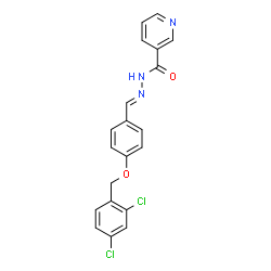 ChemSpider 2D Image | N'-[(E)-{4-[(2,4-Dichlorobenzyl)oxy]phenyl}methylene]nicotinohydrazide | C20H15Cl2N3O2