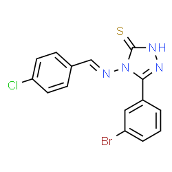 ChemSpider 2D Image | 5-(3-Bromophenyl)-4-{[(E)-(4-chlorophenyl)methylene]amino}-4H-1,2,4-triazole-3-thiol | C15H10BrClN4S