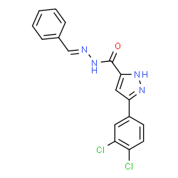 ChemSpider 2D Image | 3-(3,4-Dichlorophenyl)-N'-[(E)-phenylmethylene]-1H-pyrazole-5-carbohydrazide | C17H12Cl2N4O