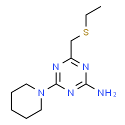 ChemSpider 2D Image | 4-[(Ethylsulfanyl)methyl]-6-(1-piperidinyl)-1,3,5-triazin-2-amine | C11H19N5S