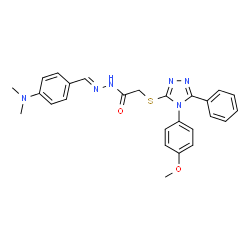 ChemSpider 2D Image | N'-{(E)-[4-(Dimethylamino)phenyl]methylene}-2-{[4-(4-methoxyphenyl)-5-phenyl-4H-1,2,4-triazol-3-yl]sulfanyl}acetohydrazide | C26H26N6O2S