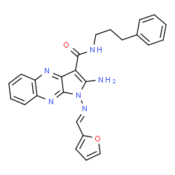 ChemSpider 2D Image | 2-Amino-1-[(E)-(2-furylmethylene)amino]-N-(3-phenylpropyl)-1H-pyrrolo[2,3-b]quinoxaline-3-carboxamide | C25H22N6O2