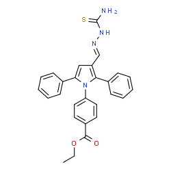ChemSpider 2D Image | Ethyl 4-{3-[(E)-(carbamothioylhydrazono)methyl]-2,5-diphenyl-1H-pyrrol-1-yl}benzoate | C27H24N4O2S
