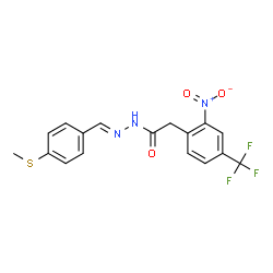 ChemSpider 2D Image | N'-{(E)-[4-(Methylsulfanyl)phenyl]methylene}-2-[2-nitro-4-(trifluoromethyl)phenyl]acetohydrazide | C17H14F3N3O3S