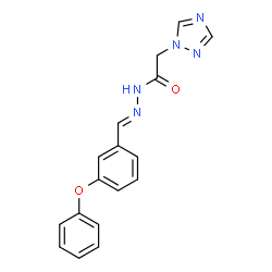 ChemSpider 2D Image | N'-[(E)-(3-Phenoxyphenyl)methylene]-2-(1H-1,2,4-triazol-1-yl)acetohydrazide | C17H15N5O2