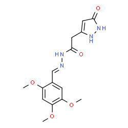 ChemSpider 2D Image | 2-(5-Hydroxy-1H-pyrazol-3-yl)-N'-[(E)-(2,4,5-trimethoxyphenyl)methylene]acetohydrazide | C15H18N4O5