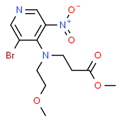 ChemSpider 2D Image | Methyl N-(3-bromo-5-nitro-4-pyridinyl)-N-(2-methoxyethyl)-beta-alaninate | C12H16BrN3O5