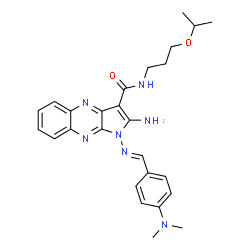 ChemSpider 2D Image | 2-Amino-1-{(E)-[4-(dimethylamino)benzylidene]amino}-N-(3-isopropoxypropyl)-1H-pyrrolo[2,3-b]quinoxaline-3-carboxamide | C26H31N7O2