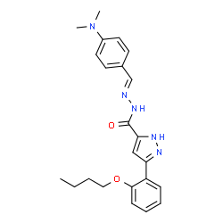 ChemSpider 2D Image | 3-(2-Butoxyphenyl)-N'-{(E)-[4-(dimethylamino)phenyl]methylene}-1H-pyrazole-5-carbohydrazide | C23H27N5O2