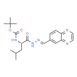 ChemSpider 2D Image | 2-Methyl-2-propanyl {(2S)-4-methyl-1-oxo-1-[(2E)-2-(6-quinoxalinylmethylene)hydrazino]-2-pentanyl}carbamate | C20H27N5O3