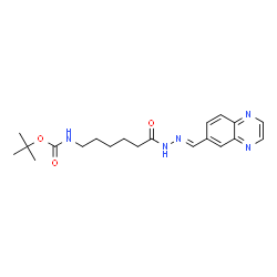 ChemSpider 2D Image | tert-Butyl {6-oxo-6-[(2E)-2-(quinoxalin-6-ylmethylene)hydrazino]hexyl}carbamate | C20H27N5O3