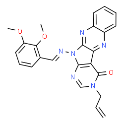ChemSpider 2D Image | 3-Allyl-11-[(E)-(2,3-dimethoxybenzylidene)amino]-3,11-dihydro-4H-pyrimido[5',4':4,5]pyrrolo[2,3-b]quinoxalin-4-one | C24H20N6O3