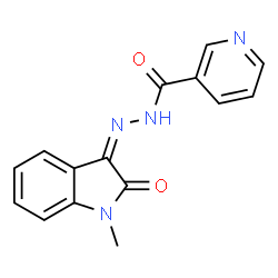 ChemSpider 2D Image | N'-[(3Z)-1-Methyl-2-oxo-1,2-dihydro-3H-indol-3-ylidene]nicotinohydrazide | C15H12N4O2