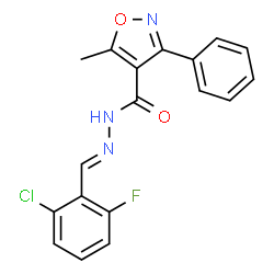 ChemSpider 2D Image | N'-[(E)-(2-Chloro-6-fluorophenyl)methylene]-5-methyl-3-phenyl-1,2-oxazole-4-carbohydrazide | C18H13ClFN3O2