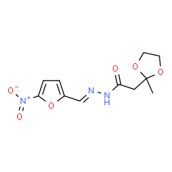 ChemSpider 2D Image | 2-(2-Methyl-1,3-dioxolan-2-yl)-N'-[(E)-(5-nitro-2-furyl)methylene]acetohydrazide | C11H13N3O6