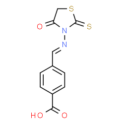 ChemSpider 2D Image | 4-{(E)-[(4-Oxo-2-thioxo-1,3-thiazolidin-3-yl)imino]methyl}benzoic acid | C11H8N2O3S2