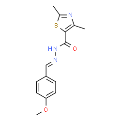 ChemSpider 2D Image | N'-[(E)-(4-Methoxyphenyl)methylene]-2,4-dimethyl-1,3-thiazole-5-carbohydrazide | C14H15N3O2S