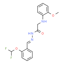 ChemSpider 2D Image | N'-{(E)-[2-(Difluoromethoxy)phenyl]methylene}-2-[(2-methoxyphenyl)amino]acetohydrazide | C17H17F2N3O3