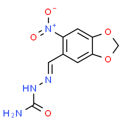 ChemSpider 2D Image | (2E)-2-[(6-Nitro-1,3-benzodioxol-5-yl)methylene]hydrazinecarboxamide | C9H8N4O5