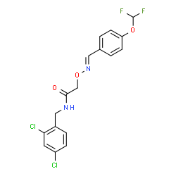 ChemSpider 2D Image | N-(2,4-Dichlorobenzyl)-2-({(E)-[4-(difluoromethoxy)benzylidene]amino}oxy)acetamide | C17H14Cl2F2N2O3