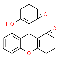 ChemSpider 2D Image | 1H-Xanthen-1-one, 2,3,4,9-tetrahydro-9-(2-hydroxy-6-oxo-1-cyclohexenyl)- | C19H18O4