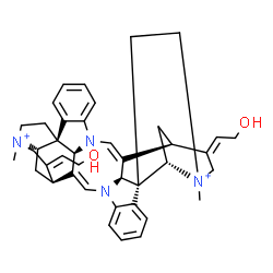 ChemSpider 2D Image | (1R,9Z,11S,13S,17R,25Z,27S,28Z,33S,35S,37E,38S)-28,37-Bis(2-hydroxyethylidene)-14,30-dimethyl-8,24-diaza-14,30-diazoniaundecacyclo[25.5.2.2~11,14~.1~1,8~.1~10,17~.0~2,7~.0~13,17~.0~18,23~.0~24,35~.0~2
6,38~.0~30,33~]octatriaconta-2,4,6,9,18,20,22,25-octaene | C40H46N4O2
