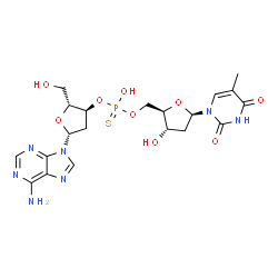 ChemSpider 2D Image | O-[(2R,3S,5R)-5-(6-Amino-9H-purin-9-yl)-2-(hydroxymethyl)tetrahydro-3-furanyl] O-{[(2R,3S,5R)-3-hydroxy-5-(5-methyl-2,4-dioxo-3,4-dihydro-1(2H)-pyrimidinyl)tetrahydro-2-furanyl]methyl} hydrogen phosph
orothioate | C20H26N7O9PS