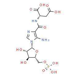 ChemSpider 2D Image | N-{[5-Amino-1-(5-O-phosphono-beta-D-arabinofuranosyl)-1H-imidazol-4-yl]carbonyl}-L-aspartic acid | C13H19N4O12P