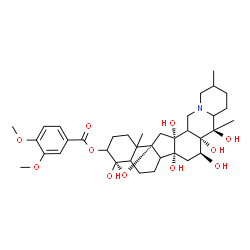 ChemSpider 2D Image | (4alpha,5xi,8xi,10xi,13xi,16beta,22xi,25xi)-4,12,14,16,17,20-Hexahydroxy-4,9-epoxycevan-3-yl 3,4-dimethoxybenzoate | C36H51NO11