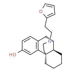 ChemSpider 2D Image | (9alpha,14alpha)-17-[2-(2-Furyl)ethyl]morphinan-3-ol | C22H27NO2