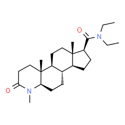 ChemSpider 2D Image | 4-Azaandrostane-17-carboxamide, N,N-diethyl-4-methyl-3-oxo-, (5alpha,17beta)- | C24H40N2O2